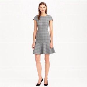 J. Crew Glen Plaid Cap Sleeve Dress Short Sleeve Sheath Flounce Hem Size 4
